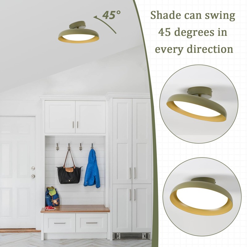 BISAMIYA Modern LED 12.6 inch Ceiling Light, Adjustable Semi Flush