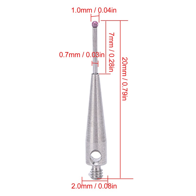 CMM Touch Probe Stylus Tungsten Carbide Stem M2 Thread Ruby