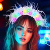 Evlry LED Feder Haarreif Leuchtend Blumen Haarband Glitzer Festival Karneval
