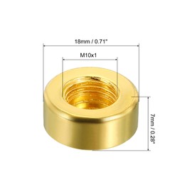 PATIKIL M10x1.0 18x7mm Lamp Finial Cap Knob, 10 Pack Flat Screw Cap Nut Bolt Cover Female Thread Light Fixtures Decoration Gold Tone
