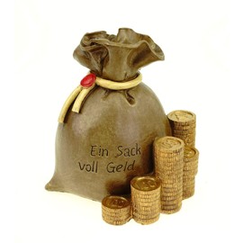 UDO Schmidt GmbH & Co. KG Skarbonka worek NA pieniądze jeden worek pełen pieniędzy 14 cm poliżywica świnka skarbonka