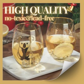 Onebttl Koala Gifts for Women, 18oz Stemless Wine Glass with Message Cards, Birthday Gifts for Koala Lover