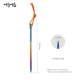 TiTo Titanium Alloy Tent Pegs 6Pcs Ultralight Metal Tent Stakes with reflective Rope Heavy Duty Tent Nails Sturdy and Durable for Outdoor Camping Fishing Awning(Colorful, 6.0×165mm)