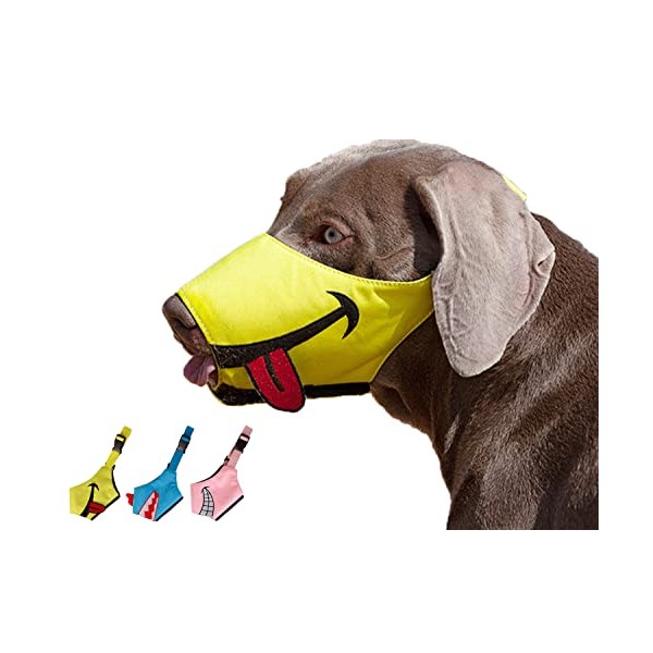 N32 FOOTPET Dog Muzzle, Smiley Face Muzzle with Soft Breathable