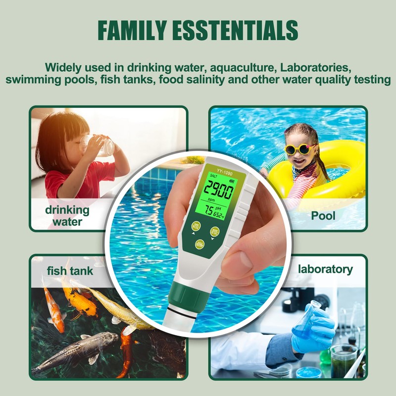 Homcoice PH Meter 5 in 1, PH EC TDS Salinity