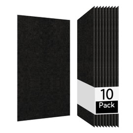 Olanglab Acoustic Wall Panels 10 Pack, 48 x 24 per Acoustic Panels Sound Absorbing, Decorative Sound Panels for Home Studio and Office, Plain Black