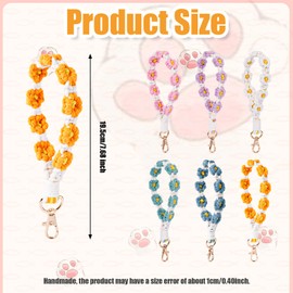 Mikovivi 12pcs Handmade Wristlet Keychains, Boho Macrame Keychain Woven Bracelet Wrist Lanyard Car Key Chain Wristbands Cute Daisy Flower Keyring for Women