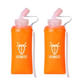 UTOBEST Soft Flask TPU, Collapsible Water Bottle Foldable Bottle for Hydration Pack, Hiking Cycling Climbing Jogging Marathon, 550ML