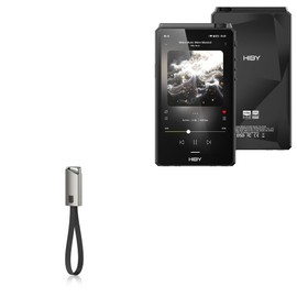 BoxWave Cable Compatible with HiBy R6 III 2025 - USB Type-C Keychain Charger, Key Ring USB Type-C to Type-A 8 in USB Cable - Jet Black