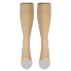 NuVein Medical Compression Stockings, 20-30 mmHg Support for Women & Men, Knee Length, Open Toe, Beige, 4X-Large