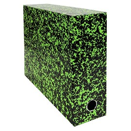 Exacompta - Ref 89723E - Annonay File Transfer Box - 250 x 330mm in Size, Suitable for Storing A4 Documents, Metal Reinforced 90mm Spine, Marbled Effect - Green