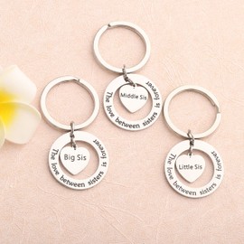 Sisters Gifts The Love Between Sisters is Forever 3 Sister Keychain Set Gift for Big sis Mid Sis Lil Sister Jewelry for Best Friend (3 sisters keychain)