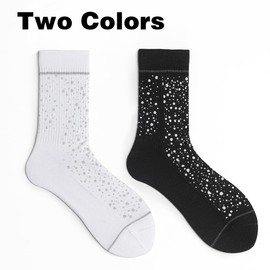 Petrass High Reflective Socks Cycling Running Socks for Night Safety High Visibility Athletic Socks for Women Black 1PC