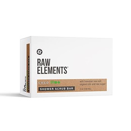 Raw Elements Barra Exfoliante Para Ducha Coco Lime: Exfoliante Corporal Orgánico Limpiador Y Exfoliante, Aroma A Hierbas Y Aceite Esencial De Coco Y Lima, 3,5 Oz 5 Onzas (Paquete De 1)