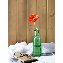 Serene Spaces Living Set of 6 Large Green Bud Vases, Apothecary Jars, Decorative Glass Bottles, Centerpiece for Wedding Reception, Antique Decoration, Flower Vases, Measures 6.5" Tall & 2" Diameter