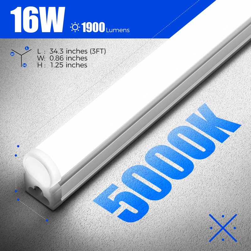 Barrina T5 3FT LED Shop Light, 1900lm, 5000K Daylight White,