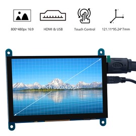 LAFVIN 5 Inch IPS LCD Touch Screen Display Panel 800 x 480 Capacitive Screen HDMI Monitor for Raspberry Pi, BB Black, Windows 10 8 7