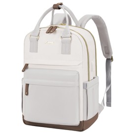 LOVEVOOK Laptop Backpack Waterproof Travel Backpack Work Bag Women's School Backpack Girls Teenagers Backpack Women Laptop Bag Teacher Bag Large 15.6 Inch for School College Travel Work Office Beige