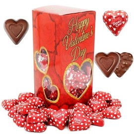 Fruidles Valentine's Milk Chocolate Hearts, 1 Pound, Double Crisps Milk Creamy Chocolaty, Holiday Treats, Individually Wrapped Foils, Kosher Certified Dairy