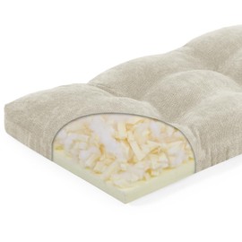 baibu 36 Inch Bench Cushion, Dual-Layer Patent Design Memory Foam Indoor Outdoor Rectangle Bench Seat Cushion, Non-Slip Standard Size Rectangle Seat Pad with Ties, 36x15x3Inch, Beige