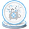 Unique 78394 7" Round Elephant Dessert Plates - Blue (Pack