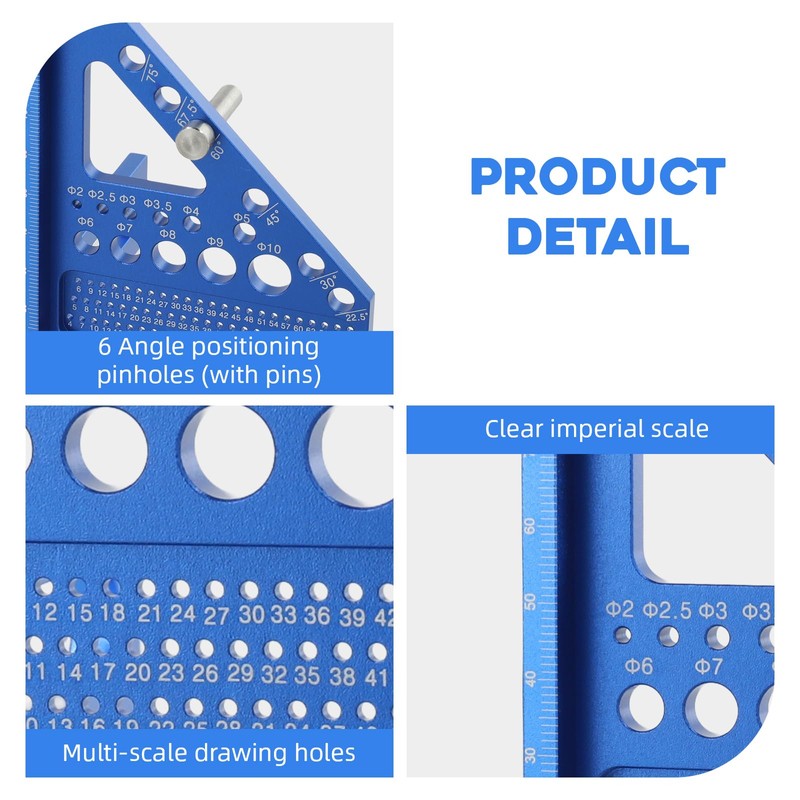 3D Carpenter's Square Multifunctional 22.5-90 Angle Measure Aluminium Alloy Measuring