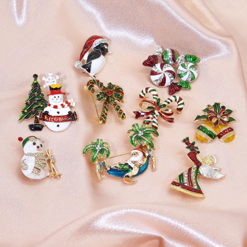 Yeeyeow Cute Colorful Candy Cane Brooch Pin for Christmas Holiday