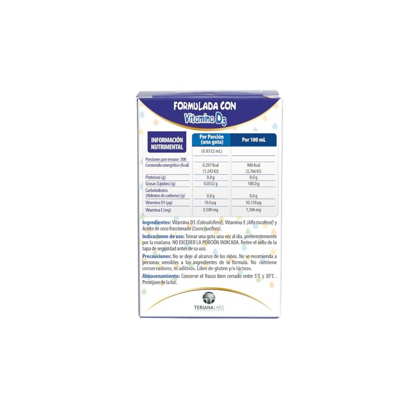 Vitamina D3 ONEDROP frasco con 10 mL, 400 UI