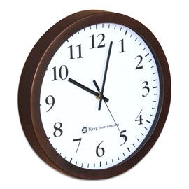 Bjerg Instruments Modern 12" Steel Enclosure Silent Wall Clock with Non Ticking Movement (Bronze)