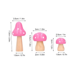 3 Pieces Wooden Mushroom Craft Ornaments, Innovative Cute Mushroom Decoration for Home Office Desktop Decor (Pink)