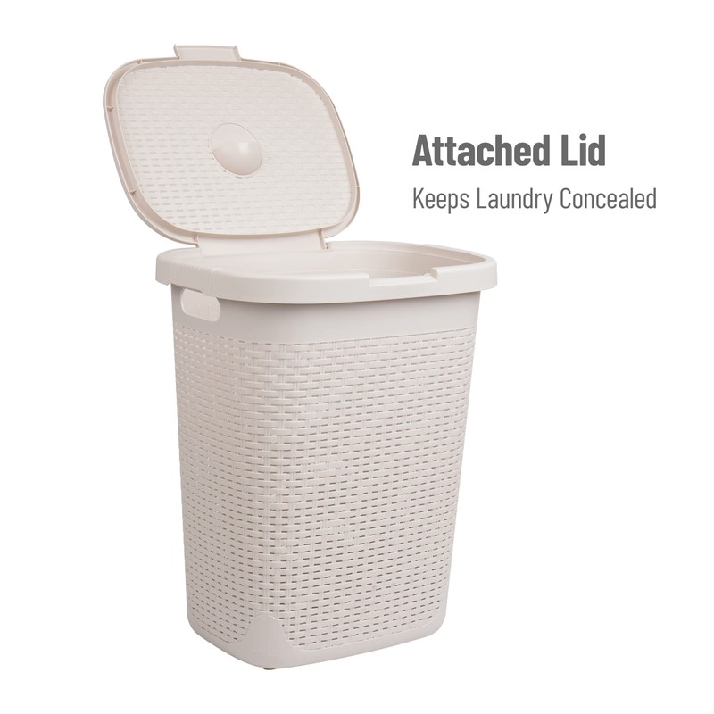 Mind Reader Slim Laundry Hamper with Lid, 50L Clothes Basket,