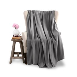 Soft Microfleece Blanket | Queen Size | All-Season Comfort | Super Soft Lightweight Throw | Plush for Bed, Couch, or Travel | Pet-Friendly | Gray