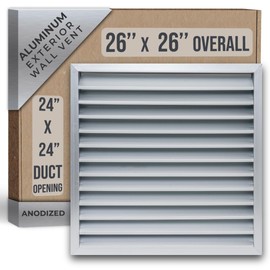 Fits 24x24 Wall Opening Anodized Aluminum Exterior Wall Vent by Handua | Gable Shed for Crawlspace, Outdoor, Doors, Attic | Weatherproof, Rain&Rust Proof, Water Resistant Grille Overall: 26"W X 26"H
