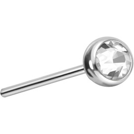 PIERCINGLINE Titanium Labret Attachment with Push Pin Ball and Crystal without Labret Stud Piercing Ear Conch Tragus Lip Nose Medusa Choice of Colours and Sizes, Titanium