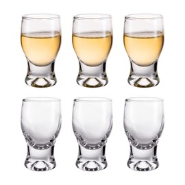 M&N HOME 6 Pack Shot Glass Set, Glass , Cute Shot Glasses, 2 Oz Clear for Wedding , Mini Brandy Sniffers, Liquor Glasses