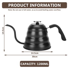 Gooseneck Kettle, 1200 ml Gooseneck Kettle, Coffee Kettle with Thermometer, Gooseneck Jug, Gooseneck Kettle, Gooseneck Water Jug for Tea and Coffee Lovers