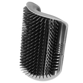 SunGrow Ferret Self-Grooming Brush, 3.3" x 5.1" x 2.4", Light Gray Self Massager, Mountable to Corners and Flat Surfaces, Screws and Adhesive Tape Included, 1-pc