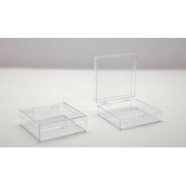 Clear Hinged Plastic Box 2 9/16" L x 2 9/16" W x 3/4" H - 20 Pieces Per Pack