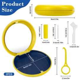 2 Stück Dental-Ferula-Box, kieferorthopädische Box, Aufbewahrungsbox für Zahnersatz, leicht zu reinigende Zahnausrichtungsbox (gelb + lila)