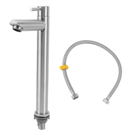 Single Cold Water Kitchen Faucet Stainless Steel Single Hole Bathroom Faucet for Home Apartment Tall Straight