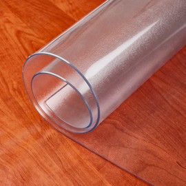 NECAUX 24 Inch Round Clear Table Cover Protector, 2mm Thick Upgraded Version, Unshrinkable Waterproof Scratch Resistant Plastic Table Top Protector Circle Table Pad for Coffee Table Living Room Table