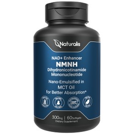 Naturalis NMNH (Dihydronicotinamide Mononucleotide) 300mg Per Serving - May Better Enhance NAD+ Levels & Support - Nano Emulsified in MCT Oil for Better Absorption - 60 Softgels