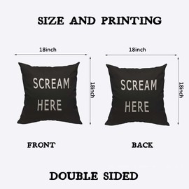 TKS MITLAN Scream Here Pillow Cover 18x18 inch Black White Phrase Pillows Decorative Throw Pillows Farmhouse Decor for Home Cushion Case
