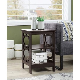 Convenience Concepts Omega End Table with Shelves, Espresso
