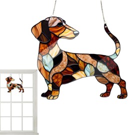Dachshund Sun Catchers Indoor Window,Memorial Dachshund Sun Catcher - Dachshund Stained Puppy Window Stained Hangings, Dog for Window Decor
