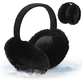 Earmuffs Winter Earmuffs for Women Men Earmuffs Black Foldable Plush Ear Warmers Suitable for Winter Outdoor Sports Jogging Cycling Comfortable and Soft to the Touch Black, Ferrous, 20*14cm