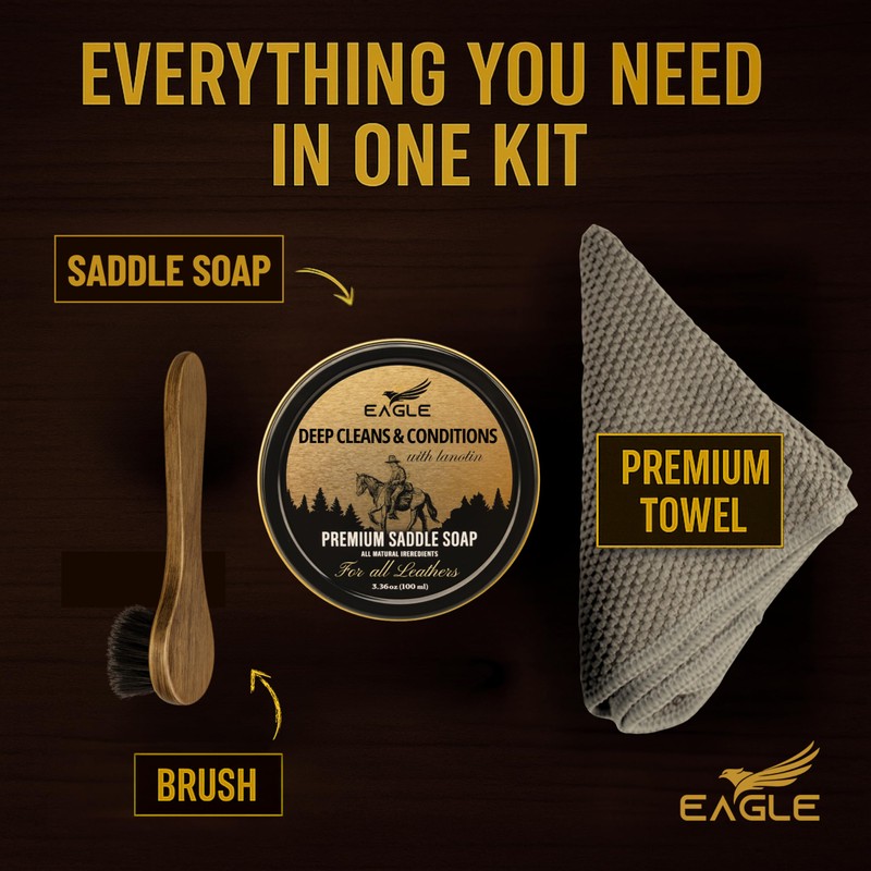 Eagle Saddle Soap for Leather – 3-Piece Saddle Soap Kit