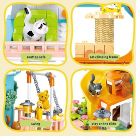 TOY PLAYER Cat House Building Blocks Toy, Friends, MOC Creative STEM Friends House Clamping Building Blocks Set, Gift for Boys and Girls Aged 8-16+ Years (521 PSC)