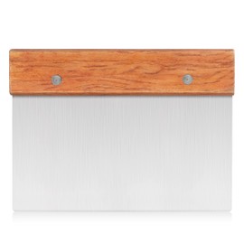 New Star Foodservice 36237 Wood Handle Dough Scraper, 6 by 3-Inch, Silver