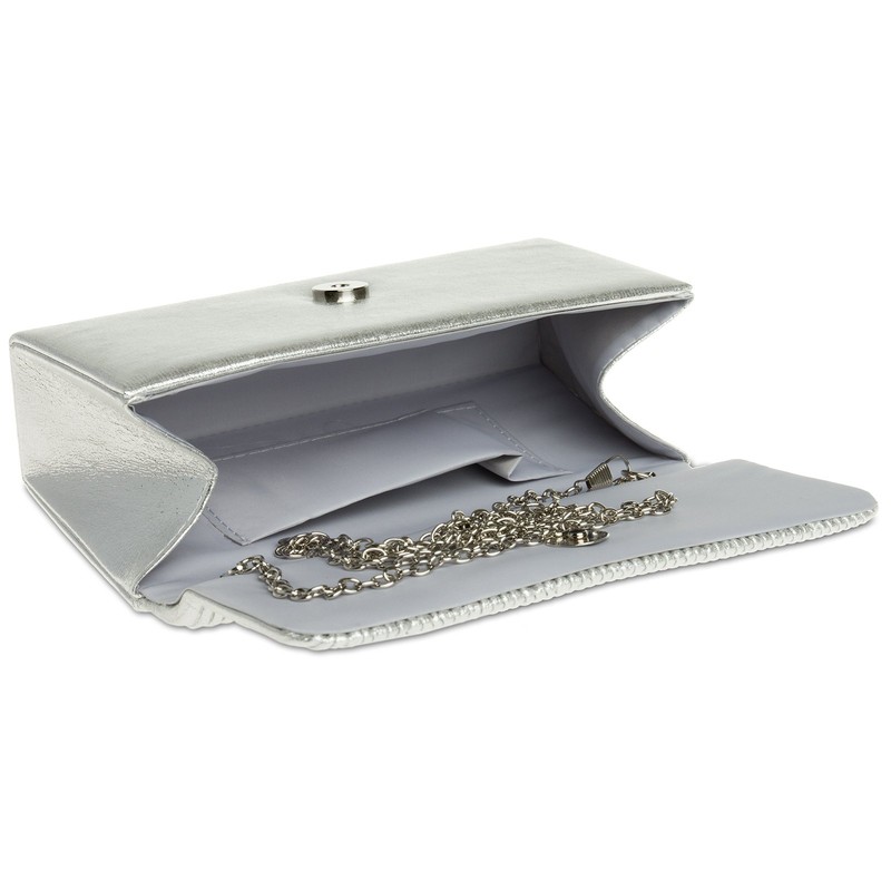 CASPAR TA351 Women Clutch/Evening Bag with Gathering, Colour:silver;Size:One Size